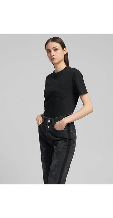 9ZERO1ランダムステッチリサイクルコットンブラックデニム